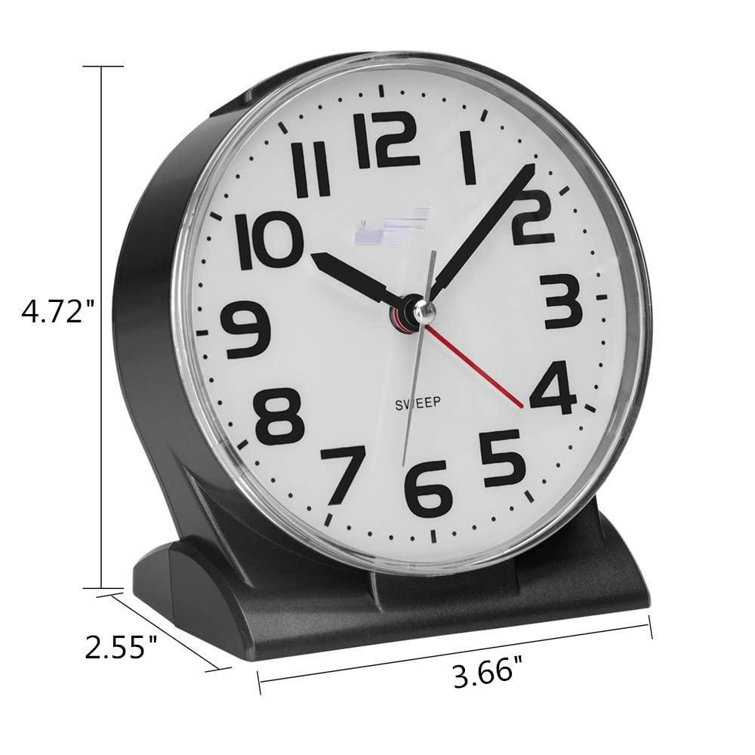 Latitude Run® 4.5" No Ticking Analogue Alarm Clock,Silent Readable For